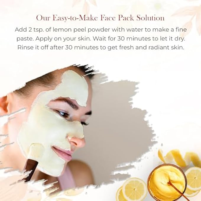 Mirintz 100% NATURAL LEMON PEEL POWDER | (100 GMS) PURE LEMON FACE PEEL MASK FOR COSMETICS & SKINCARE | AYURVEDA PRODUCTS VITAMIN C FACE MASK | LEMON POWDER SKIN PEELING FOR FACE | SKINCARE GIFT SET - Image 3